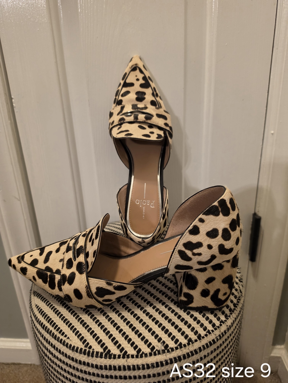 Linea Papla Leopard Print Pointed-Toe Block Heel Pumps - Size 9